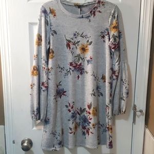 Grey long sleeve floral dress